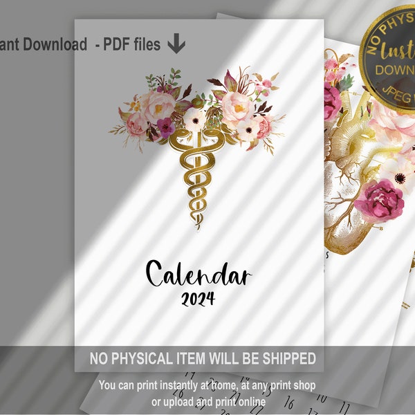 PDF Medical Student Gift, 2024 Calendar For Doctors, Christmas Gift Idea For Doctor, Medicine School Gift, Medical Calendar 2024, Printable