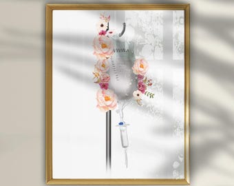 Decorazione floreale per sacca flebo: stampabile per decorazioni Medspa (download digitale)