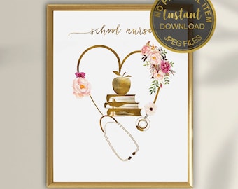 School Nurse Office Decor Printable, School Nurse Sign, Nurse Wall Art, School Nurse Appreciation Gift
