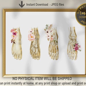 Foot Anatomy, Podiatrist Decor, Podsiatrist Gift, Podology Art, Massage Therapy Art, Chiropractor Art, DPM, Podiatry Office Decor, Printable