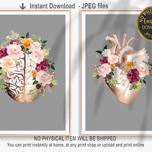 Printable Anatomy Art, Floral Anatomy Artwork, Doctor Office Decor, Medical Art Print, Doctor Wall Art, Nurse Gift, Doctor Gift Medical Gift