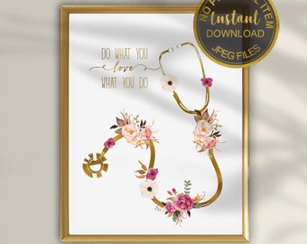 Nurse Student Gift, Medical Student Gift, Md Student, Floral Stethoscope Art, Medical Quote, , Nurse School Gift, Doctor Gift, Nurse Gift
