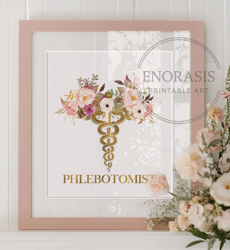 Phlebotomist Gift: Phlebotomy Art Print with Caduceus for Graduation & Tech, Unique Enorasis Wall Decor image 4