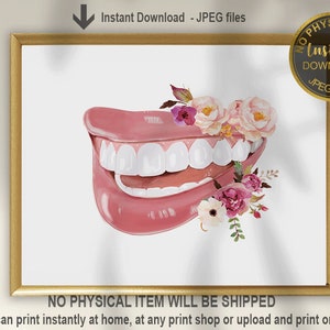 Smile Art Print, Teeth Whitening Art, Dental Hygienist Office, DDS Gift, Dental Clinic Decor, Dental Cosmetic Clinic Decor, Printable Art