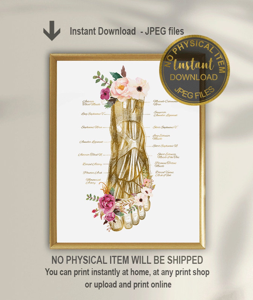 Human Foot Anatomy Art, Orthopedic Surgery Gift, Podiatrist Graduation