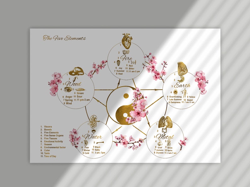 Five Elements Art Print, Chinese Medicine Wall Art, Acupuncture Decor ...
