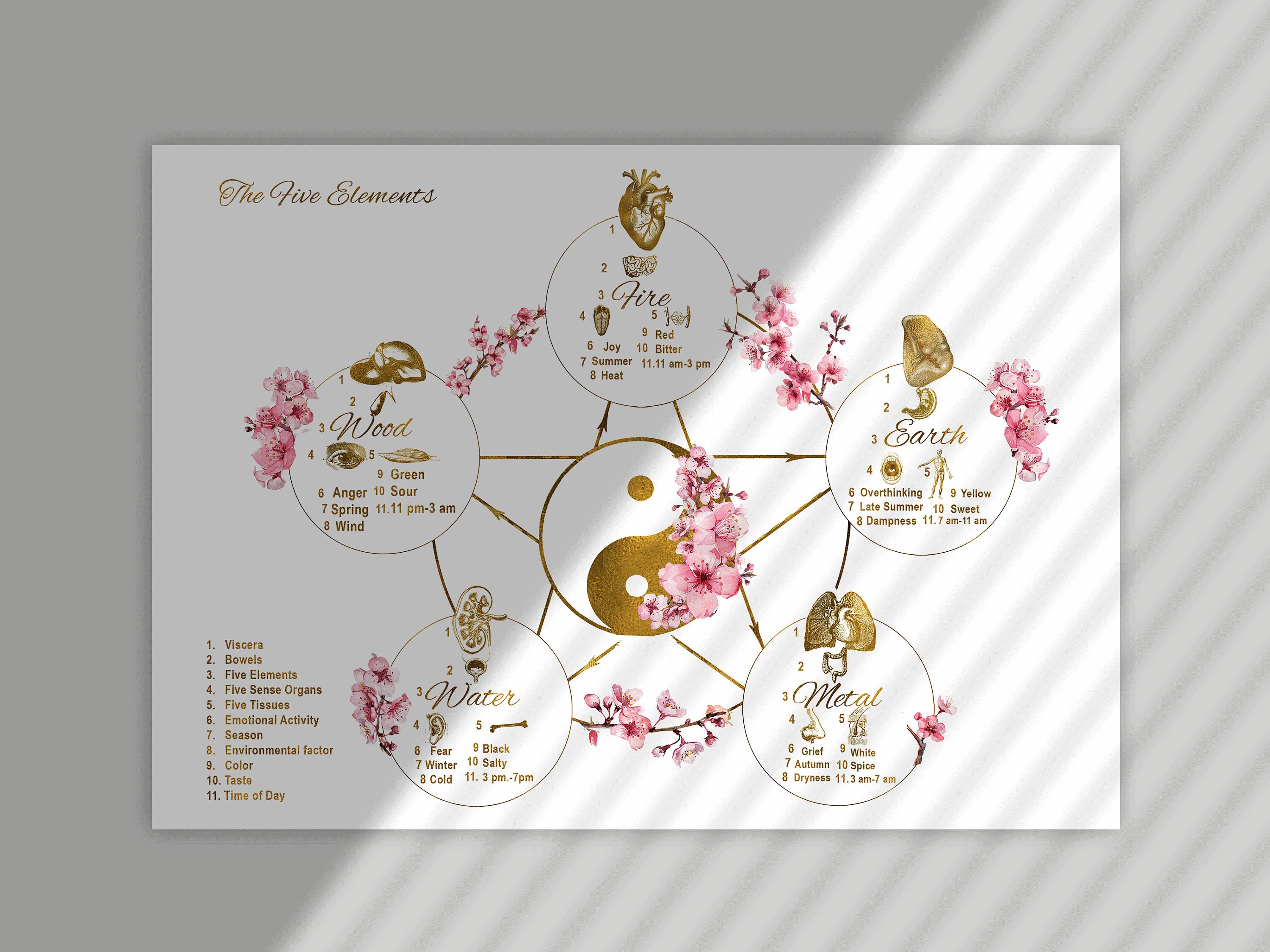 Five Elements Art Print: Chinese Medicine, Acupuncture Decor (digital ...