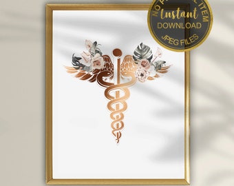 Medical Art, Medical School Student Gift, Medical School Gift, Doctor Gift, Doctor Graduation Gift, Doctor Office Decor, Caduceus Art Print