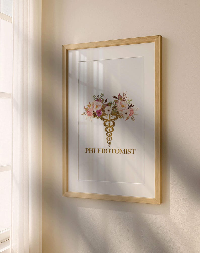 Phlebotomist Gift: Phlebotomy Art Print with Caduceus for Graduation & Tech, Unique Enorasis Wall Decor image 8