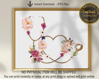 Stethoscope Print for Doctor Office, Medical Wall Art, Nurse Gift, Doctor Graduation Decor, Printable Medical Art