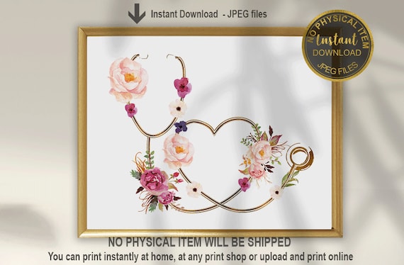 Stethoscope Print for Doctor Office, Medical Wall Art, Nurse Gift, Doctor Graduation Decor, Printable Medical Art