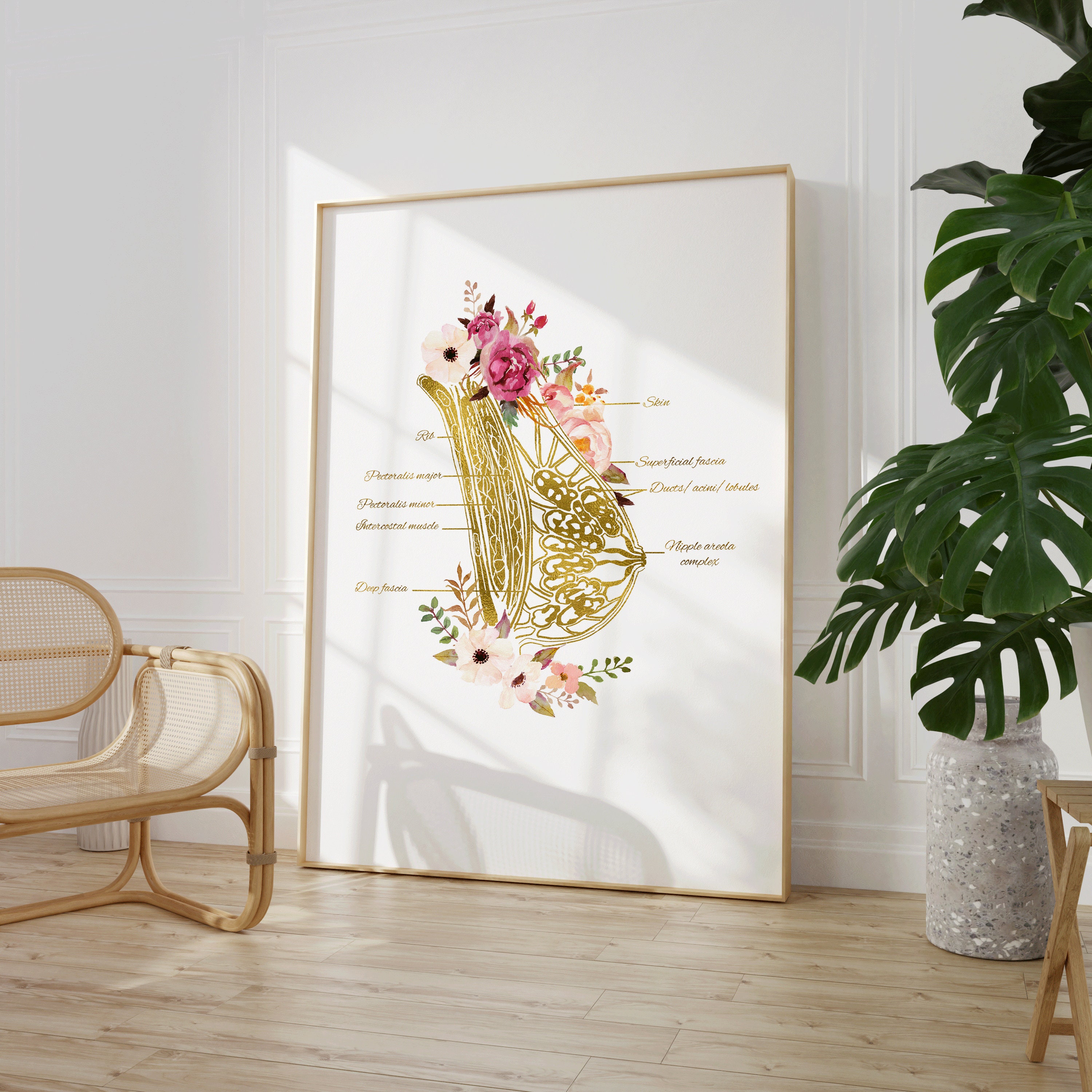 Breast Anatomy Art Print, Mammary Gland Poster for Lactation, Doula ...