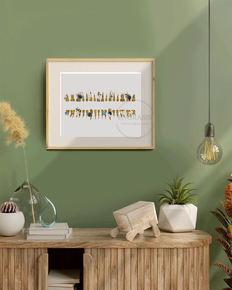 Floral Tooth Anatomy Poster, Teeth Chart Printable, Dentist Office Decor, Dental Hygienist Gift, Dental Student Print, Digital Download image 7