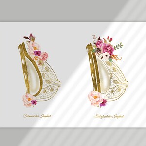 May include: Two anatomical illustrations of breast implants, one submuscular and one subglandular, with watercolor floral accents in shades of pink and purple. The text "Submuscular Implant" and "Subglandular Implant" is below each illustration.