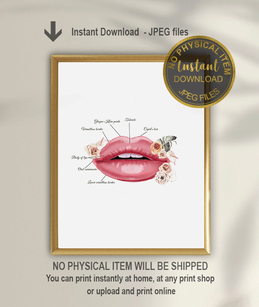 Lip Anatomy Art,lip Injection Art, Beauty Salon Decor, Spa Decor, Spa