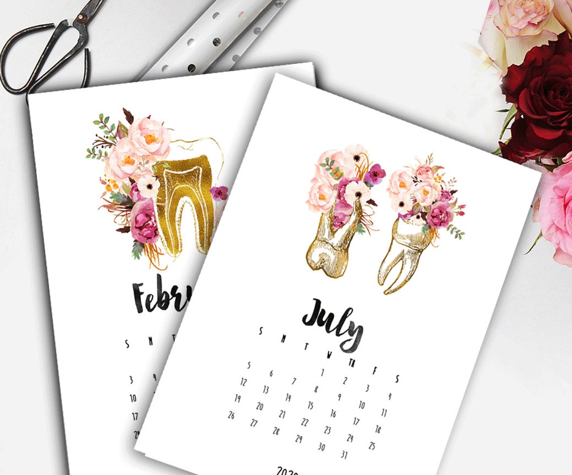 Dental Calendar 2021 Printable Gift For Dentist Dental Etsy