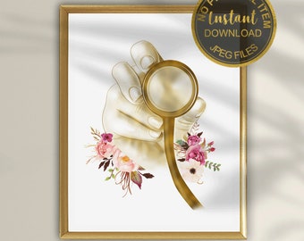 Floral Stethoscope Art Print, Nurse Gift Printable, Doctor Office Wall Art, Medical Decor