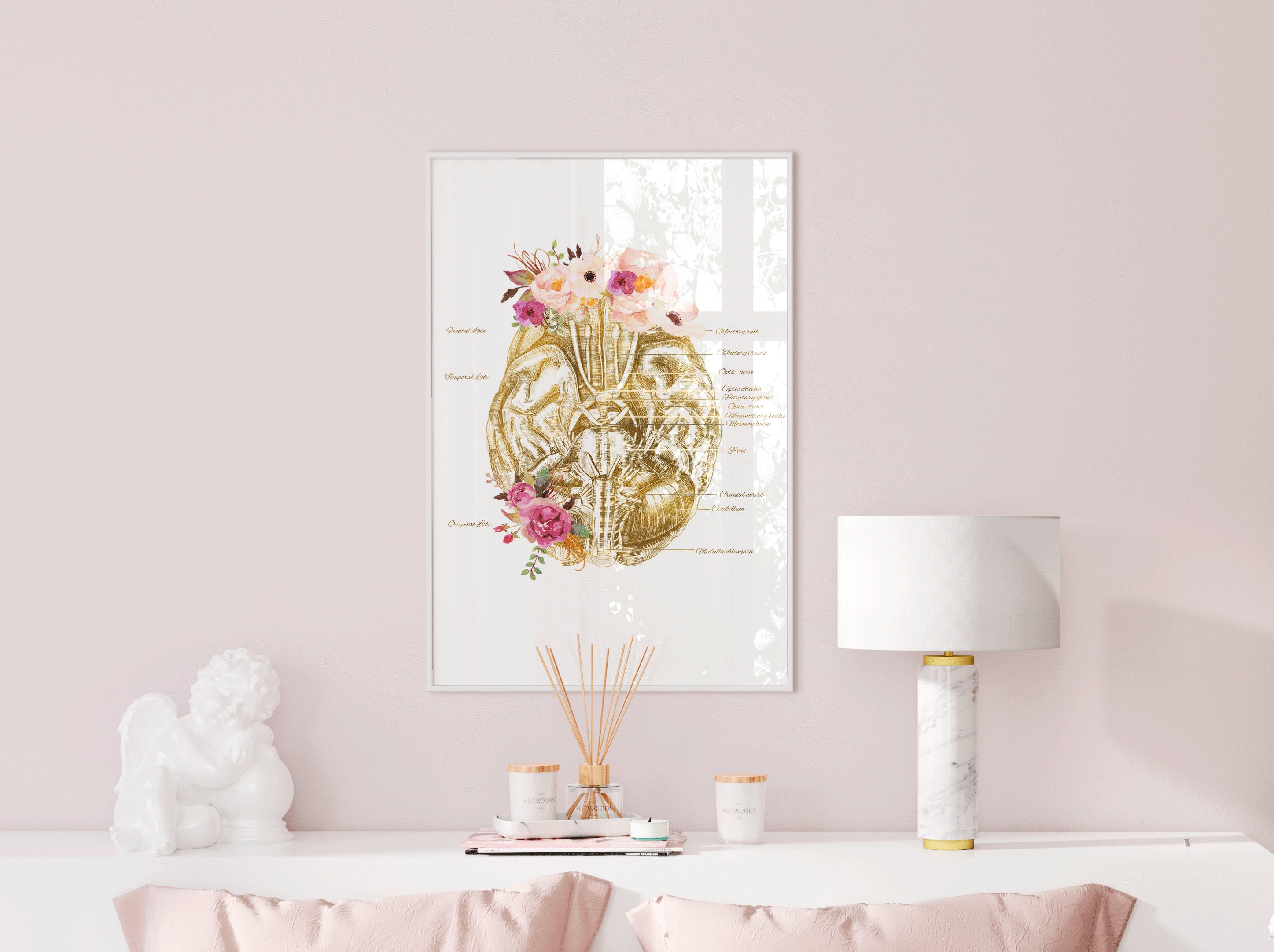 Floral Brain Anatomy Art Print, Medical Brain Wall Art, Neurologist ...