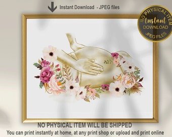 Prenatal Massage Art Print, Pregnancy Massage Decor, Maternity Massage Wall Art, Prenatal Therapist Office Decor, Printable
