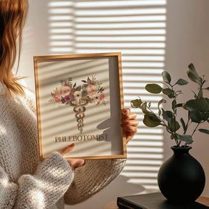 Phlebotomist Gift: Phlebotomy Art Print with Caduceus for Graduation & Tech, Unique Enorasis Wall Decor image 2