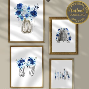 Dentist Art Set, Dentist Office Decor, Printable Wall Art for Dental Hygienist, Dental Assistant Gift, Dentistry Graduation Gift, printable