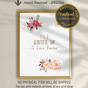 It&#39;s a Beautiful Day to Save Smiles Print, Dental Hygienist Poster, Dental Assistant, Dental Office Decor, Dentist Office Decor,Dental Quote