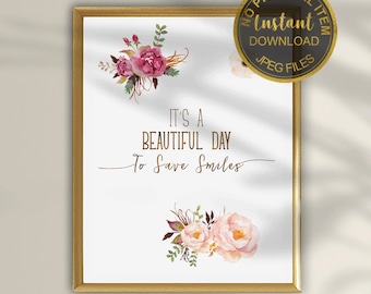 Dental Office Decor Print, Save Smiles Quote Wall Art, Dentist Clinic Poster, Dental Hygienist Gift, Dental Wall Art (Digital Download)