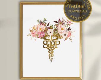 SLP Caduceus-Druck, SLP-Bürodekor, Sprachpathologen-Druck, Logopäden-Abschlussgeschenk, Logopäden-Kunst, SLP-Kunst