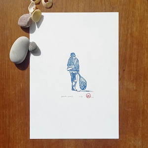 High tide - linocut