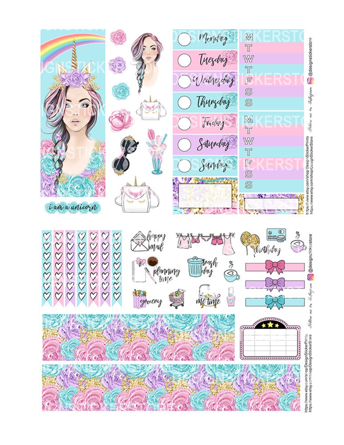i am a unicorn planner stickersprintable planner etsy