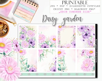 DAISY GARDEN printable floral weekly kit/Floral planner stickers/Printable planner stickers/Daisy flower stickers