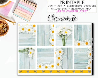 CHAMOMILE planner stickers/Spring printable planner stickers/Printable Planner Stickers for Erin Condren Lifeplanner/Floral photo kit