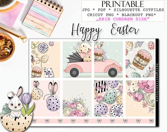 HAPPY EASTER printable planner stickers for Erin Condren lifeplanner/April monthly kit/Easter planner stickers/Easter bunny printable sticke