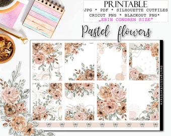 PASTEL FLOWERS printable planner stickers for Erin Condren planner/Printable floral weekly kit/Printable planner stickers