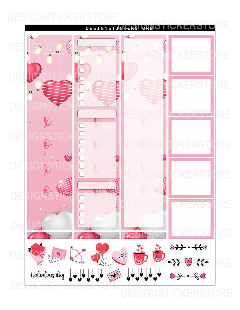Monthly Kit Stickers/february Printable Monthly Kit/valentines - Etsy