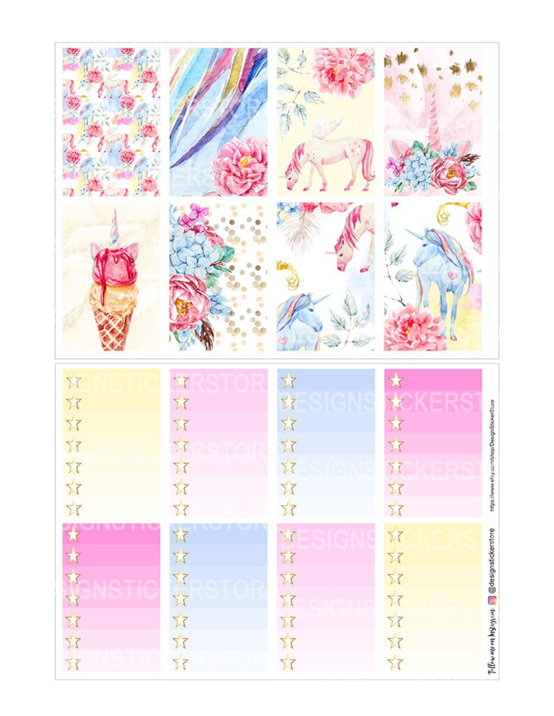 Magical Unicorn Planner Stickers/Happy Planner Etsy