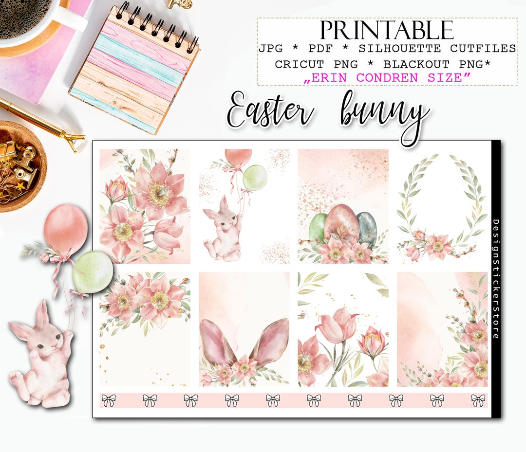 EASTER BUNNY Printable Planner Stickers/easter Stickers for Erin ...