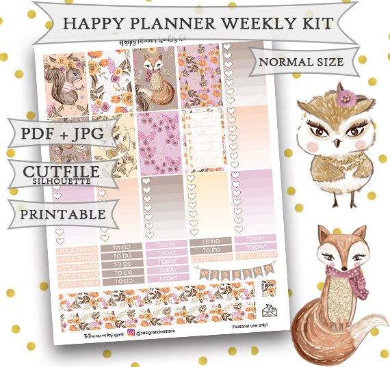 Fall planner stickers weekly kit AUTUMN TALES stickers for Erin Condren eclp and mambi Happy Planner