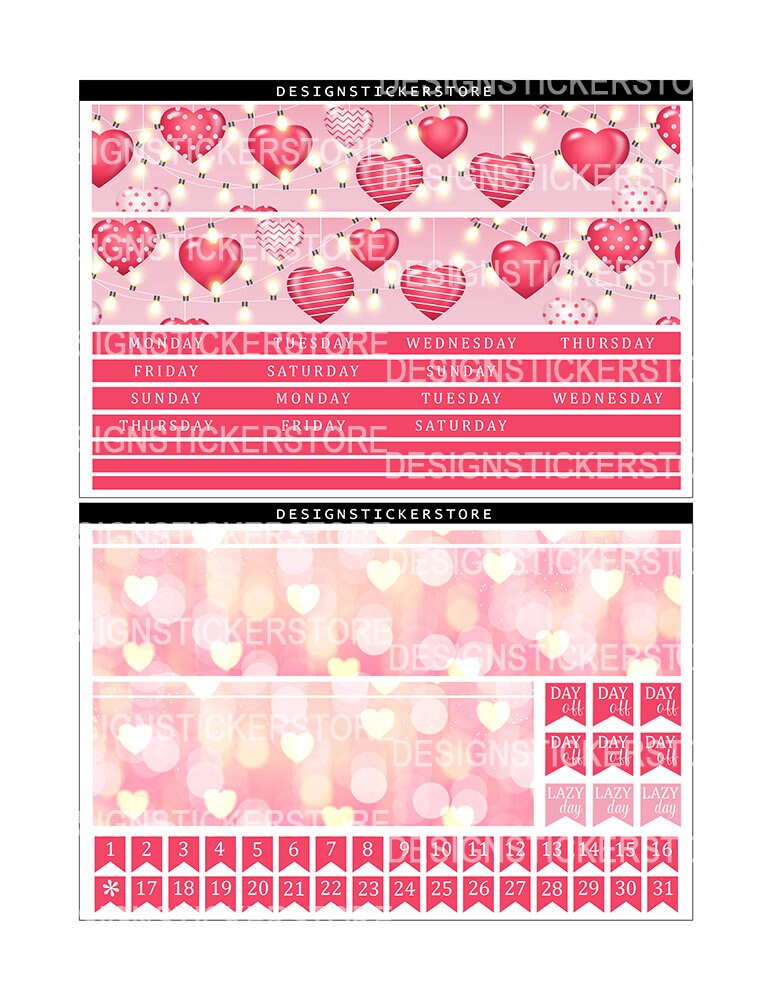 Monthly Kit Stickers/february Printable Monthly Kit/valentines - Etsy