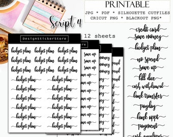 SCRIPT 4 stickers/Printable Planner Stickers/Budget planning printable scripts/payday budget script stickers