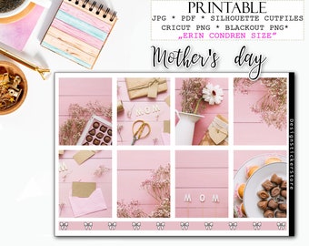 MOTHER'S DAY  planner stickers for Erin Condren Lifeplanner/Printable photo stickers/Printable floral photo weekly kit/mothers day weekly