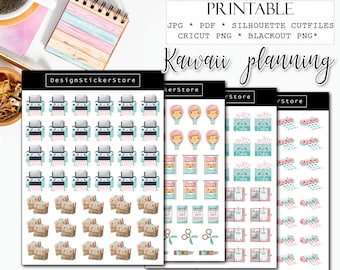 KAWAII PLANNING TIME printable planner stickers/Printable planning icons/Printable kawaii planner stickers