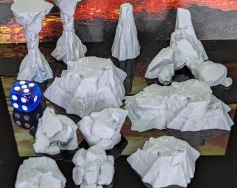 Rock Scatter Terrain Set for Tabletop RPG Miniature Wargaming Scenery (10 Pieces)