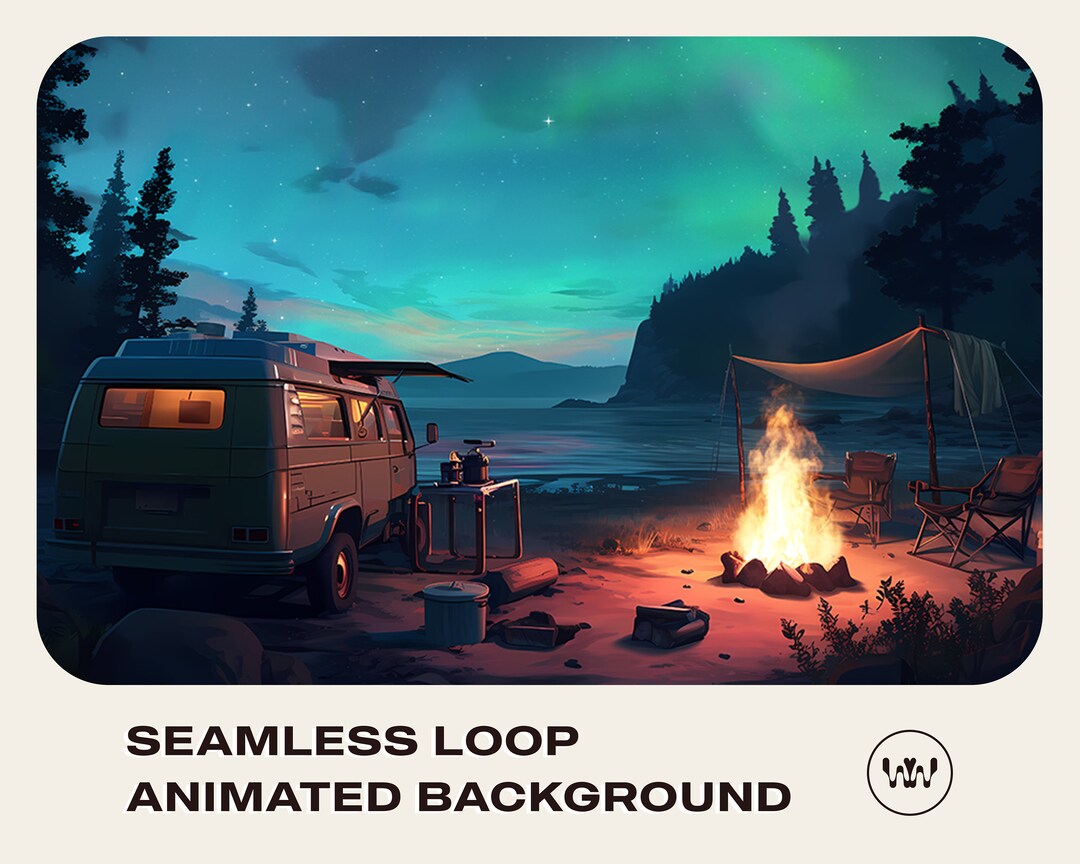 Animated Background for Streaming | Summer Camping Campfire by the ...