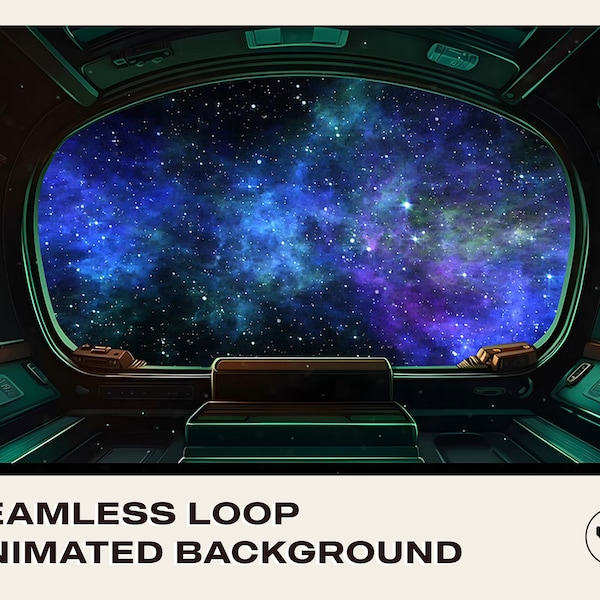 Animated Background for Streaming | Space Journey Spaceship Cabin Outerspace | Instant Download Seamless Loop Video | Vtuber Twitch Youtube