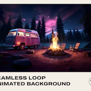 Campamento nocturno Camping en el bosque cielo estrellado / Fondo animado para transmisión / Descarga instantánea de video en bucle sin interrupciones / Vtuber Twitch
