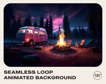 Camp Night Camping in the Woods Starry Sky | Animated Background for Streaming | Instant Download Seamless Loop Video | Vtuber Twitch
