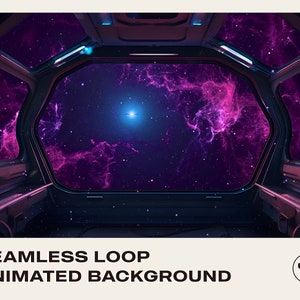 Animated Streaming Background | Space Cabin Galaxy Expedition Nebula | Instant Digital Download Seamless Loop Video | Vtuber Twitch Youtube