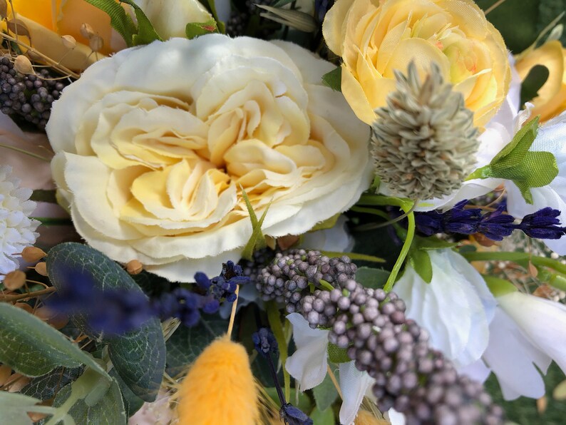 rustic flowers destination Weddings lemon roses wedding bouquet roses lavender Bohemian bouquets Boho Sunshine Bride/'s bouquet