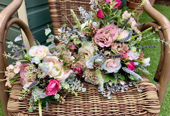 Pretty In Pink Boho Bouquet Rustic Wedding Flowers Bohemian Etsy
